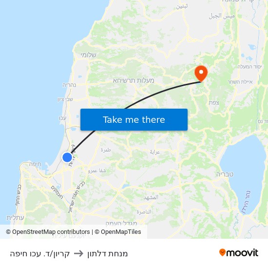 קריון/ד. עכו חיפה to מנחת דלתון map