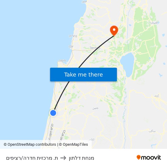 ת. מרכזית חדרה/רציפים to מנחת דלתון map