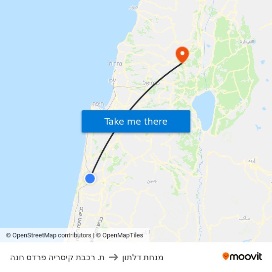 ת. רכבת קיסריה פרדס חנה to מנחת דלתון map