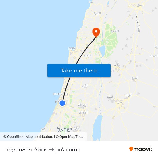 ירושלים/האחד עשר to מנחת דלתון map