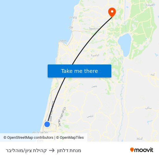 קהילת ציון/מוהליבר to מנחת דלתון map