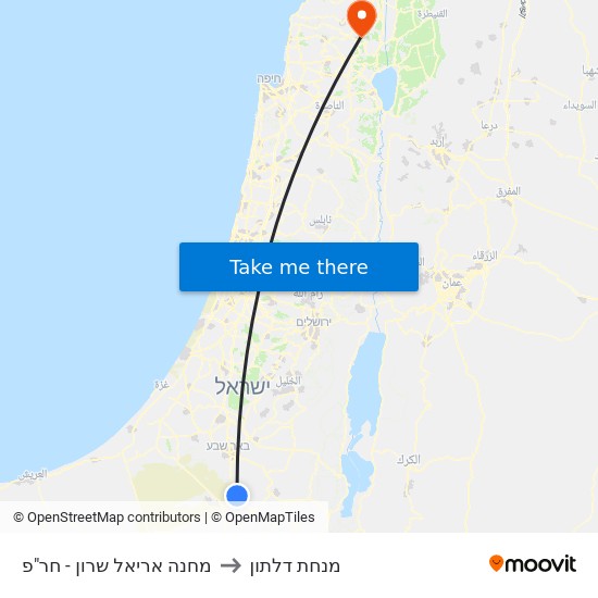 מחנה אריאל שרון to מנחת דלתון map