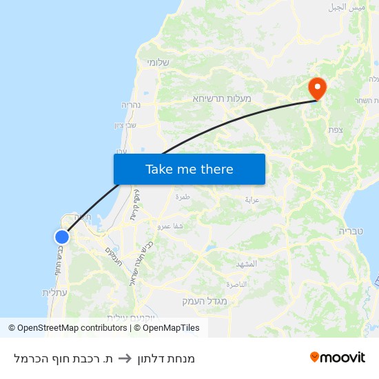 ת. רכבת חוף הכרמל to מנחת דלתון map