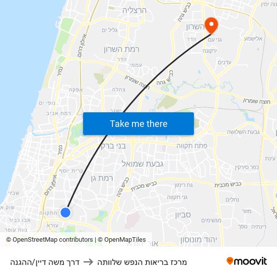 דרך משה דיין/ההגנה to מרכז בריאות הנפש שלוותה map