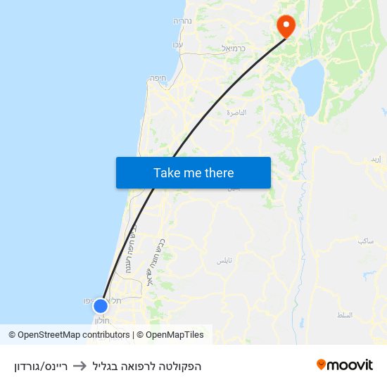 ריינס/גורדון to הפקולטה לרפואה בגליל map