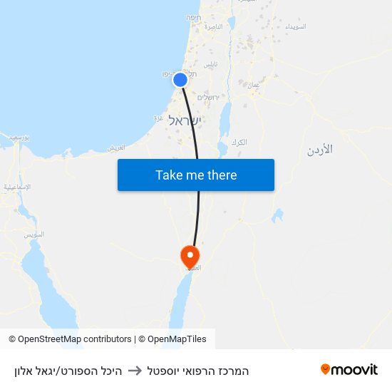 היכל הספורט/יגאל אלון to המרכז הרפואי יוספטל map