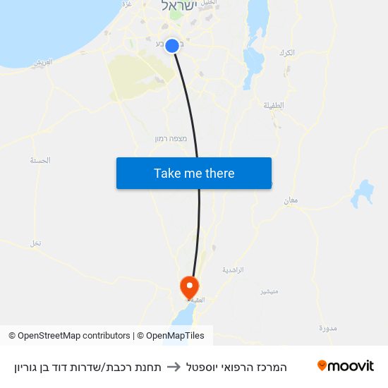 תחנת רכבת/שדרות דוד בן גוריון to המרכז הרפואי יוספטל map