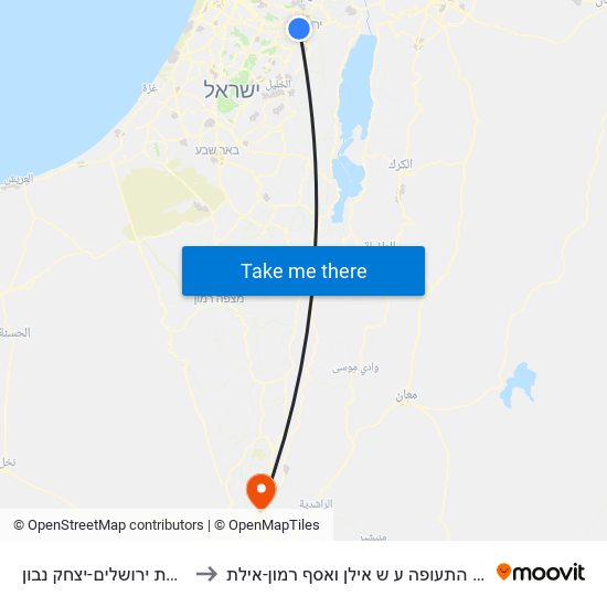 רכבת ירושלים-יצחק נבון to נמל התעופה ע ש אילן ואסף רמון-אילת map