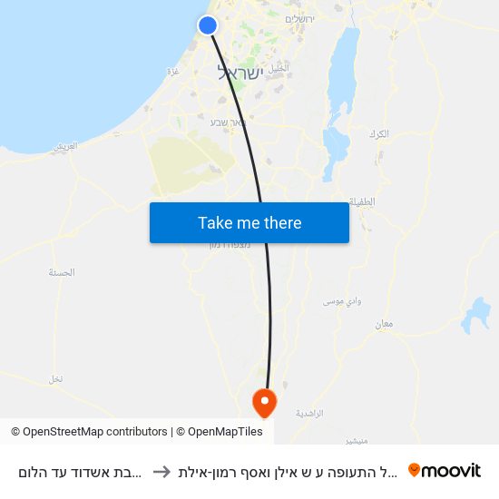 רכבת אשדוד עד הלום to נמל התעופה ע ש אילן ואסף רמון-אילת map
