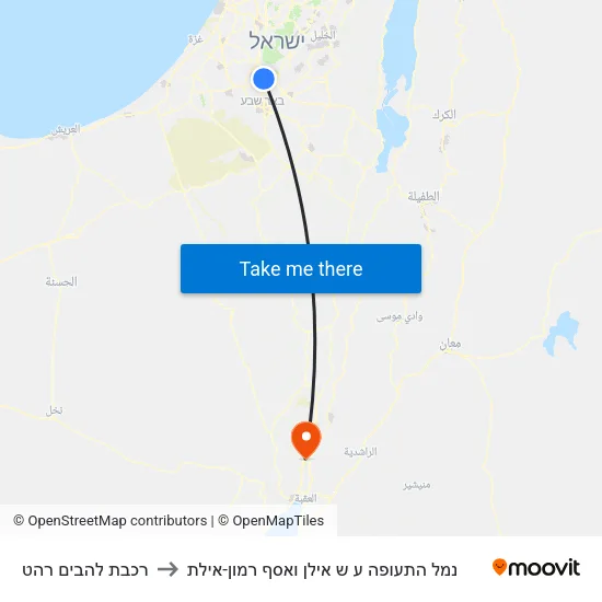 רכבת להבים רהט to נמל התעופה ע ש אילן ואסף רמון-אילת map