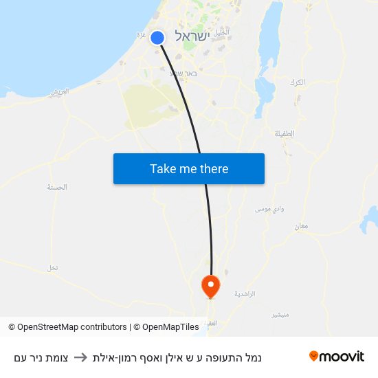 צומת ניר עם to נמל התעופה ע ש אילן ואסף רמון-אילת map