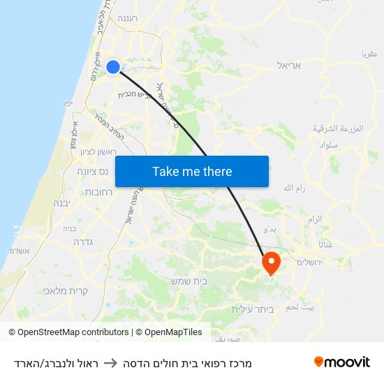 ראול ולנברג/הארד to מרכז רפואי בית חולים הדסה map