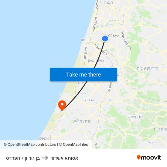 בן גוריון / הפרדס to אסותא אשדוד map