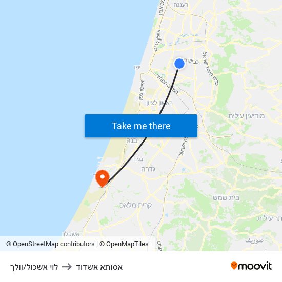 לוי אשכול/וולך to אסותא אשדוד map