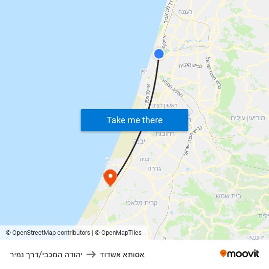 יהודה המכבי/דרך נמיר to אסותא אשדוד map