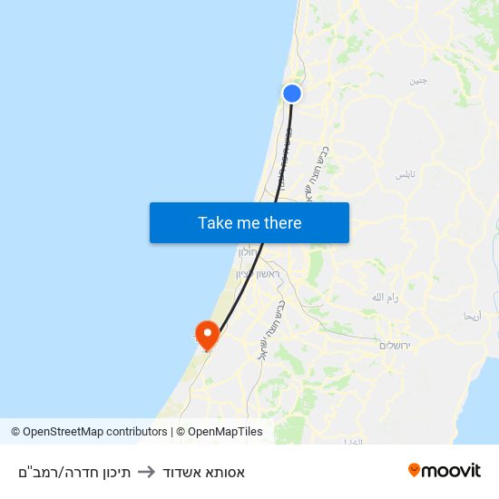 תיכון חדרה/רמב''ם to אסותא אשדוד map