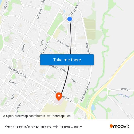 שדרות הפלמח/חטיבת כרמלי to אסותא אשדוד map