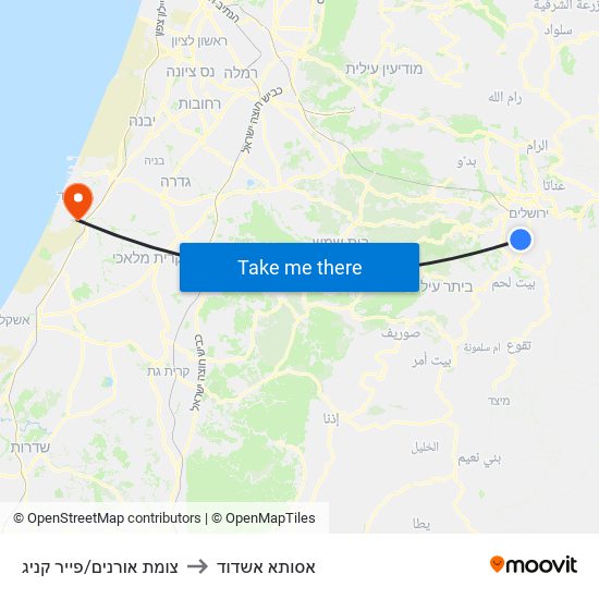 צומת אורנים/פייר קניג to אסותא אשדוד map