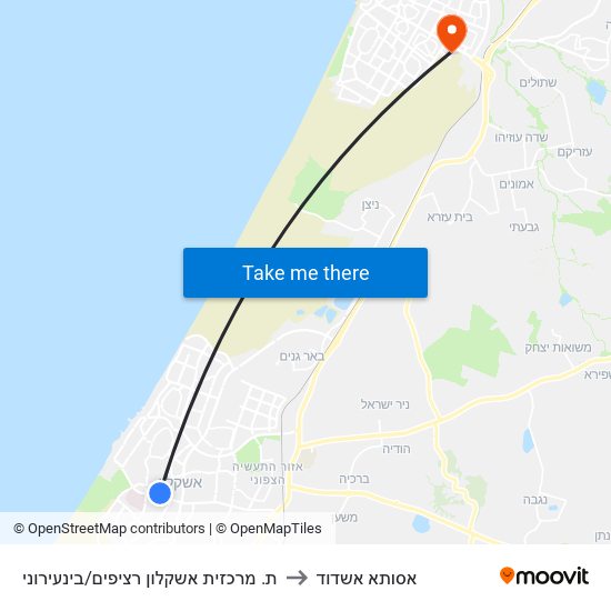 ת. מרכזית אשקלון רציפים/בינעירוני to אסותא אשדוד map