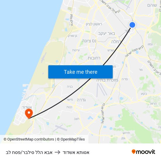 אבא הלל סילבר/פסח לב to אסותא אשדוד map