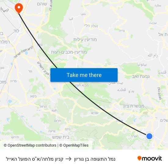 קניון מלחה/א''ס הפועל   האייל to נמל התעופה בן גוריון map