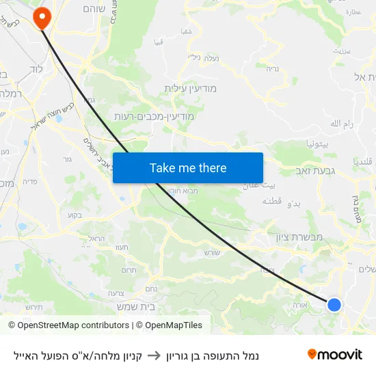 קניון מלחה/א''ס הפועל   האייל to נמל התעופה בן גוריון map