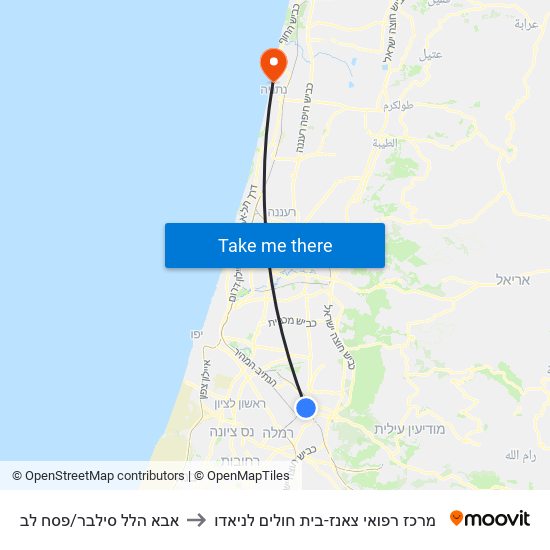 אבא הלל סילבר/פסח לב to מרכז רפואי צאנז-בית חולים לניאדו map