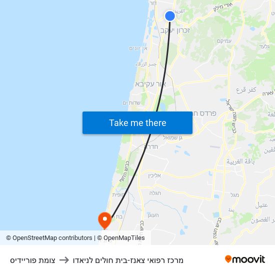 צומת פוריידיס to מרכז רפואי צאנז-בית חולים לניאדו map