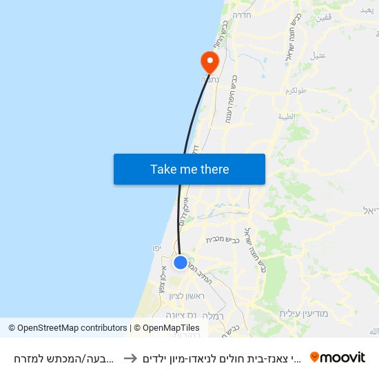 דרך השבעה/המכתש למזרח to מרכז רפואי צאנז-בית חולים לניאדו-מיון ילדים map