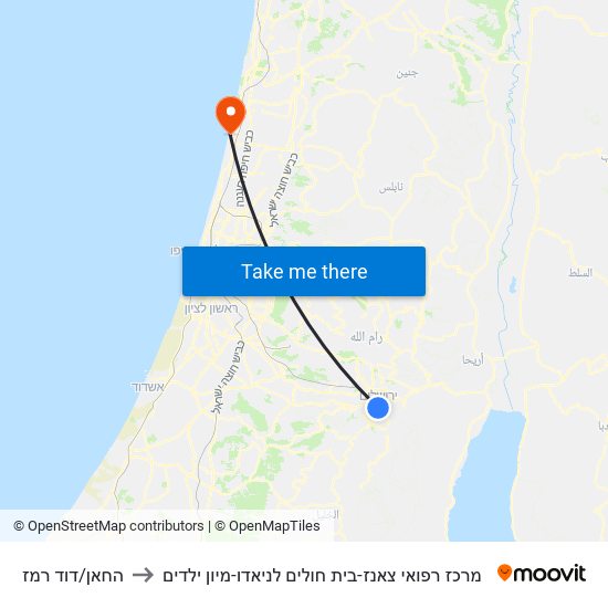 החאן/דוד רמז to מרכז רפואי צאנז-בית חולים לניאדו-מיון ילדים map