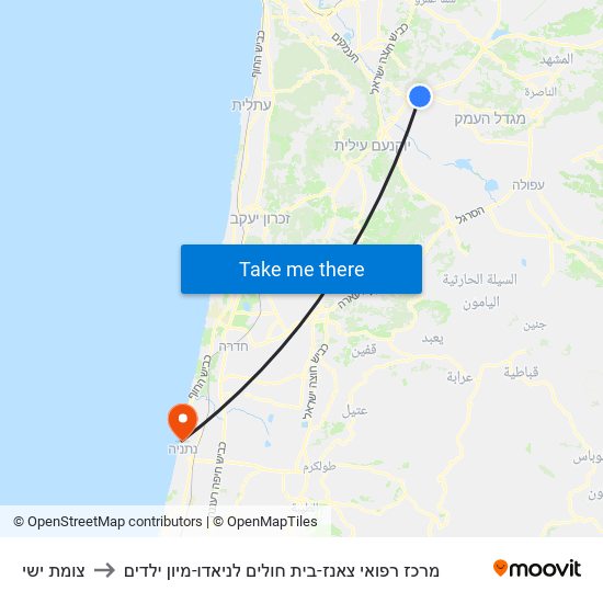 צומת ישי to מרכז רפואי צאנז-בית חולים לניאדו-מיון ילדים map