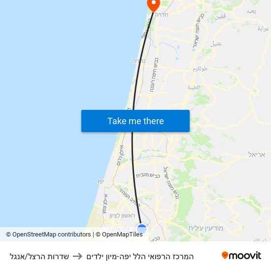 שדרות הרצל/אנגל to המרכז הרפואי הלל יפה-מיון ילדים map