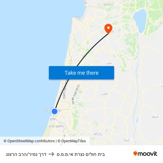 דרך נמיר/הרב הרצוג to בית חולים נצרת אי.מ.מ.ס map