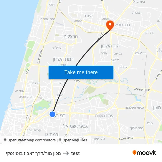 מכון מור/דרך זאב ז'בוטינסקי to test map