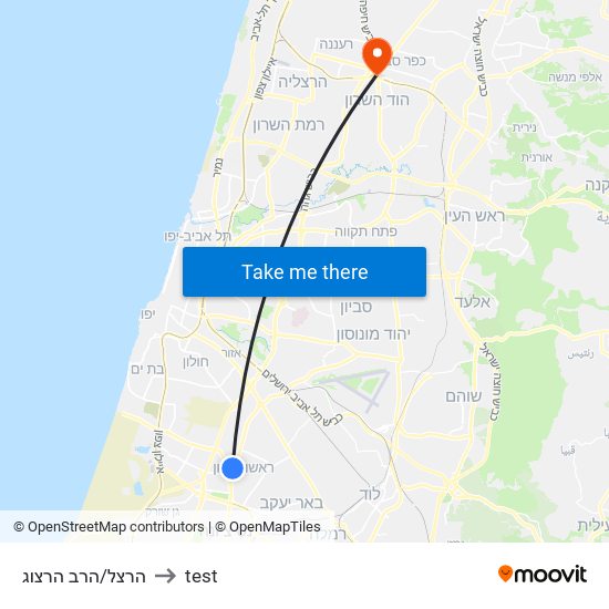 הרצל/הרב הרצוג to test map