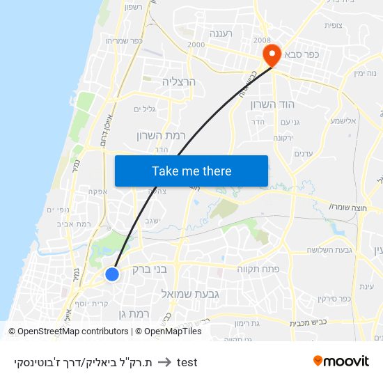 ת.רק''ל ביאליק/דרך ז'בוטינסקי to test map