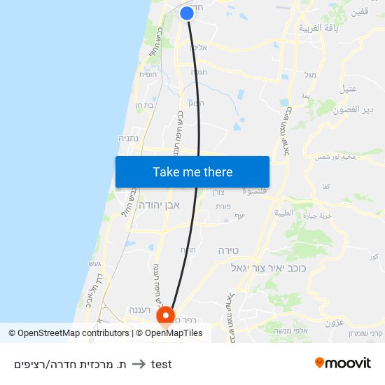 ת. מרכזית חדרה/רציפים to test map