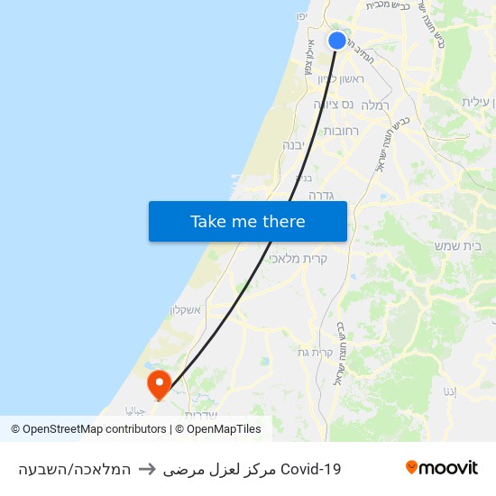 המלאכה/השבעה to مركز لعزل مرضى Covid-19 map