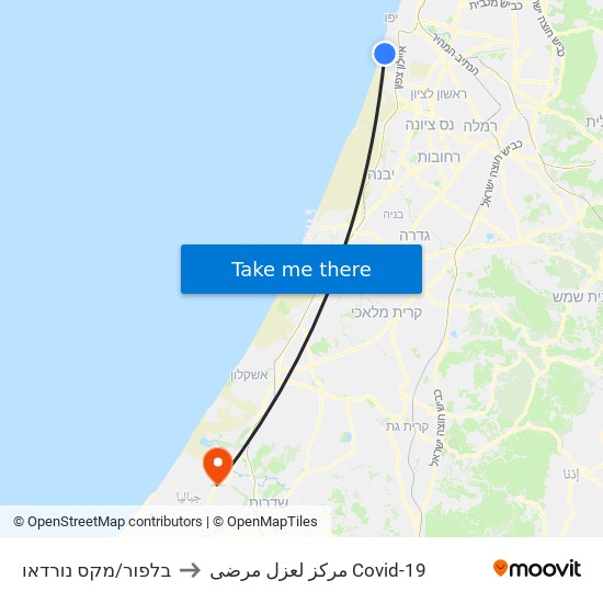 בלפור/מקס נורדאו to مركز لعزل مرضى Covid-19 map