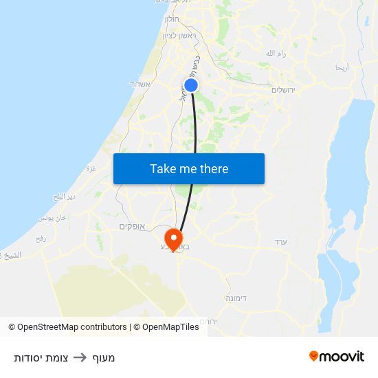 צומת יסודות to מעוף map