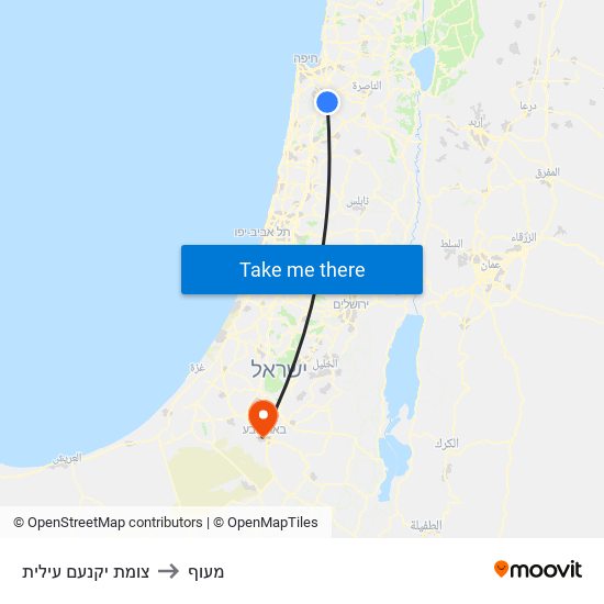 צומת יקנעם עילית to מעוף map