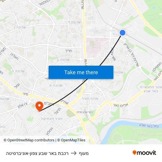 רכבת באר שבע צפון-אוניברסיטה to מעוף map