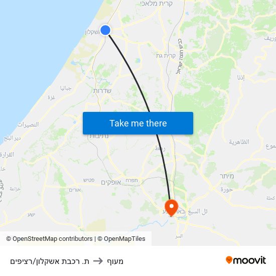 ת. רכבת אשקלון/רציפים to מעוף map