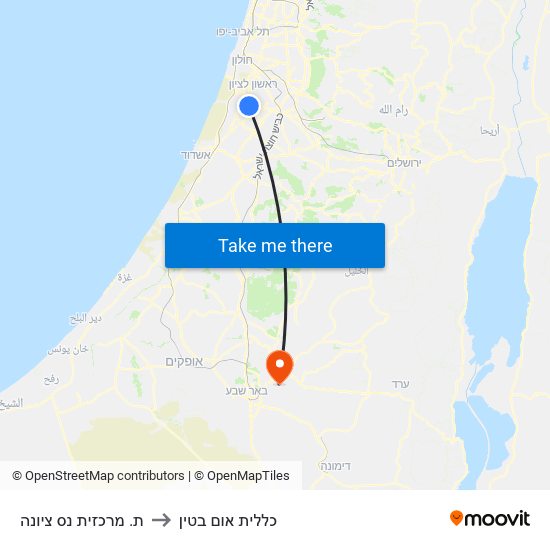 ת. מרכזית נס ציונה to כללית אום בטין map