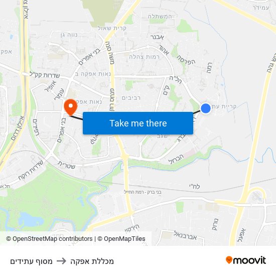 מסוף עתידים to מכללת אפקה map