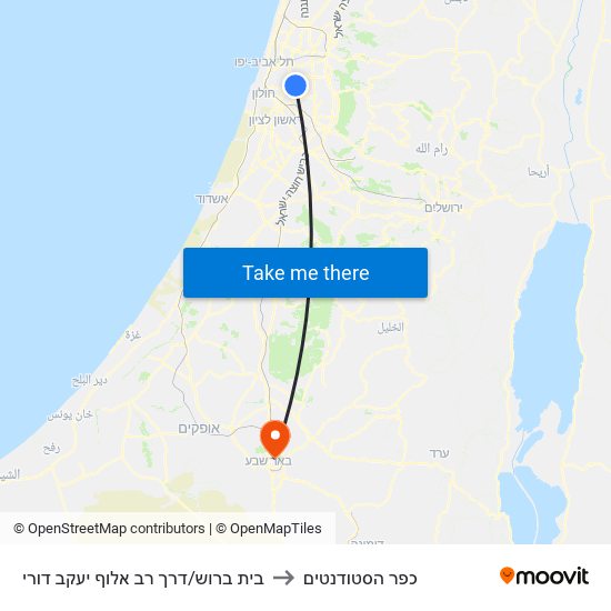 בית ברוש/דרך רב אלוף יעקב דורי to כפר הסטודנטים map