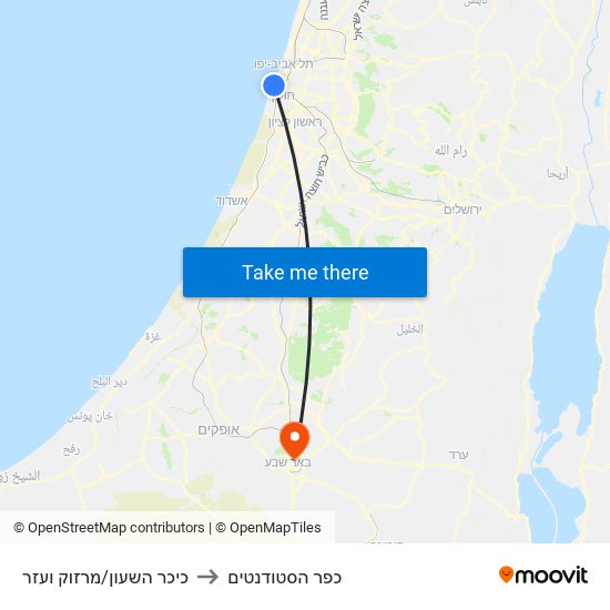 כיכר השעון/מרזוק ועזר to כפר הסטודנטים map