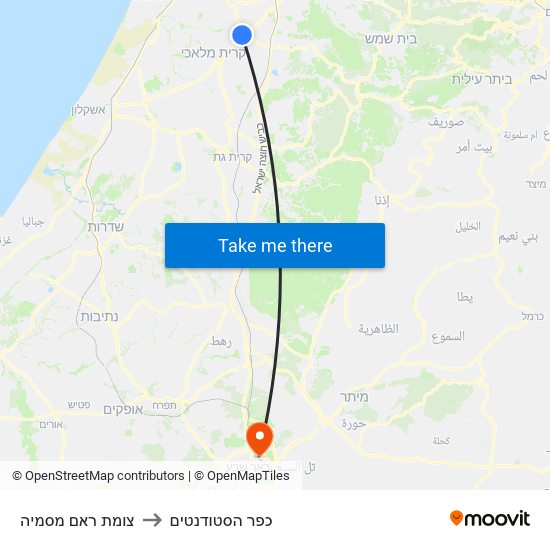 צומת ראם מסמיה to כפר הסטודנטים map