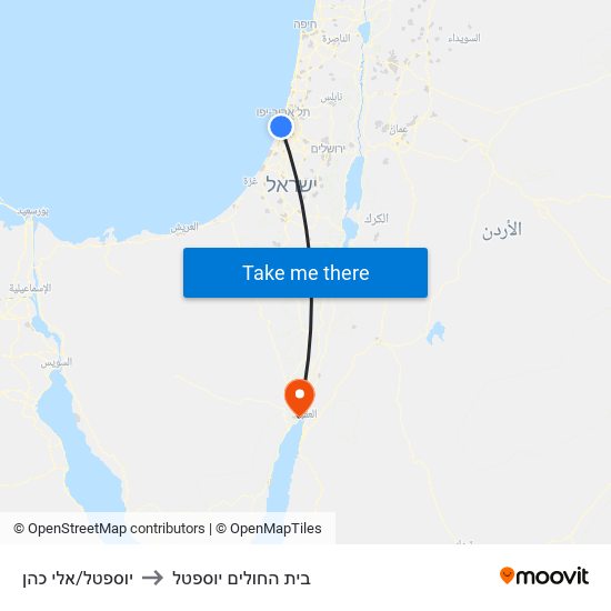 יוספטל/אלי כהן to בית החולים יוספטל map