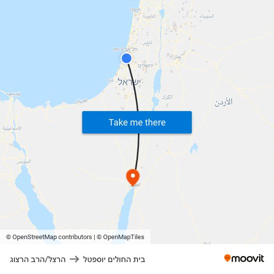 הרצל/הרב הרצוג to בית החולים יוספטל map